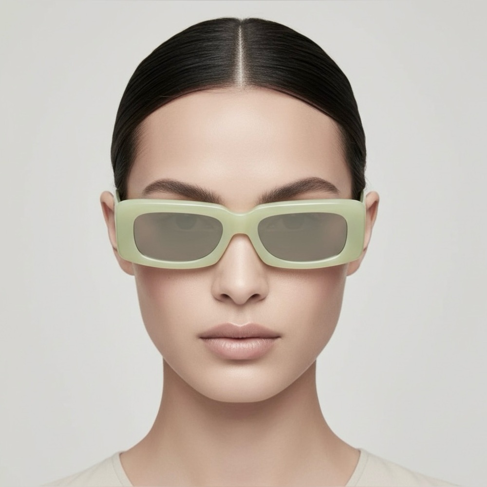Brand new The Attico x Linda Farrow mini Marfa sunglasses in acid green